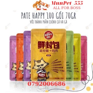 Pate wanpy happy 100 cho mèo gói 70g - Pate cho mèo 6 vị hấp dẫn - vnshoppet