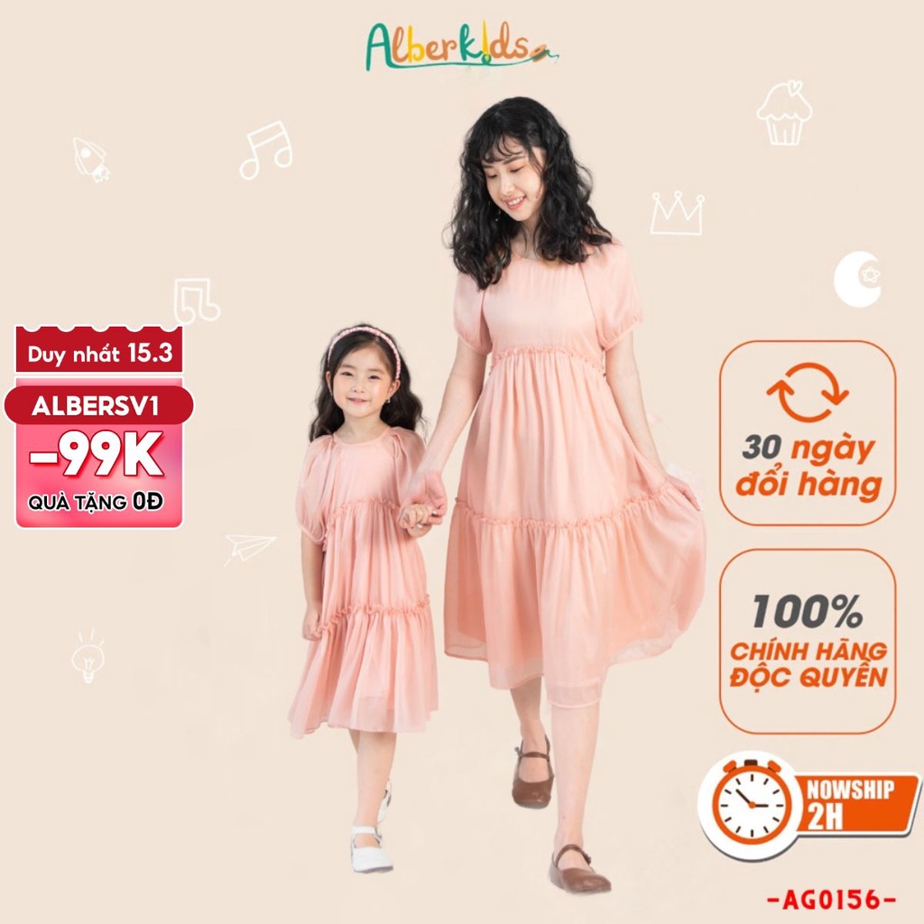 Váy đôi mẹ và bé ALBERKIDS hai lớp 3 tầng xinh đẹp cho mẹ và bé gái 2,3,4,5,6,7,8,9,10,11,12 tuổi [Ag0156 Ag0157]