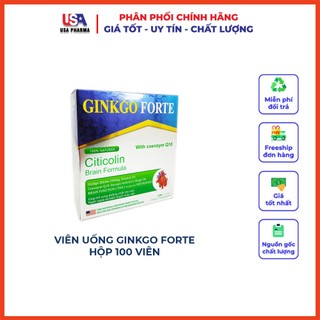 GINKGO FORTE with coenzyme Q10 - Giảm tai biến mạch máu não, giúp tuần hoàn máu não - Hộp 100 viên