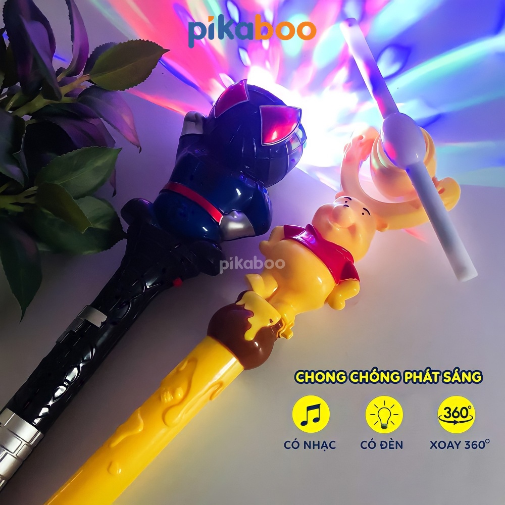 Đồ chơi chong chóng phát sáng cao cấp Pikaboo nhạc sôi động đèn lung linh sắc màu tay cầm nhỏ gọn chất liệu nhựa an toàn