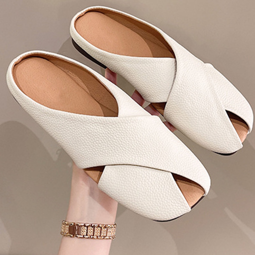 PunkyRabbit Dép Nữ Mũi Tròn Kín Chống Trơn Trượt Mềm Mại Hấp Thụ Sốc Giày Lười Cho Mùa Xuân  Thu