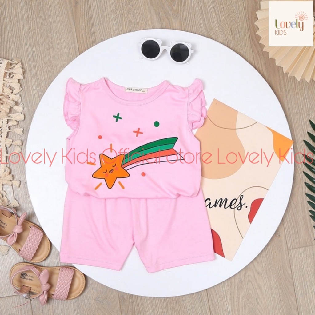 Quần Áo Trẻ Em Cộc Tay Mùa Hè cho Bé Gái Minky mom  Set Đồ Bộ Hè Chất Thun Lạnh Ngắn Tay Cho Bé  Gái CÁNH TIÊN