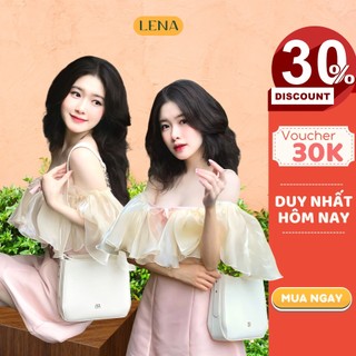 Đầm trễ vao tiểu thư dáng a tay bèo hồng pastel LENA, đi chơi dạo phố dịu dàng nữ tính - L1001