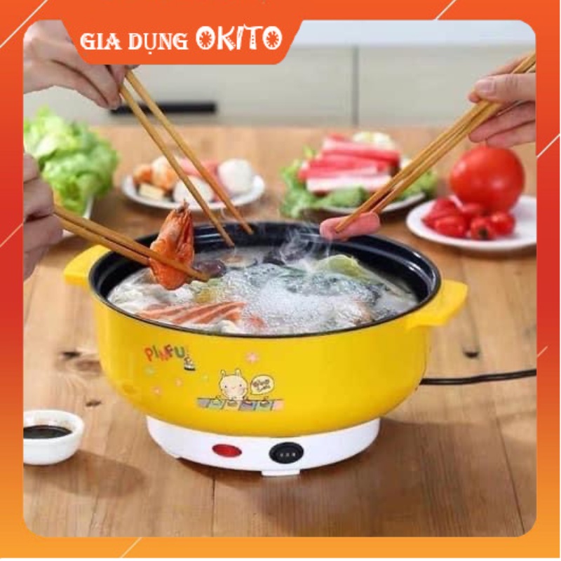 Nồi Nẩu Lẩu Điện COOKING POT SIZE 26cm, Nồi Lẩu Đa Năng Nấu Mì Nấu Lẩu Mini