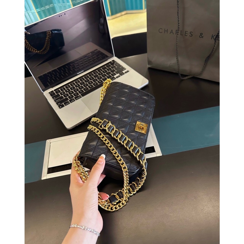 Túi xách Pedro kẻ dạ- kẹp nách, đeo chéo- Sz 22cm