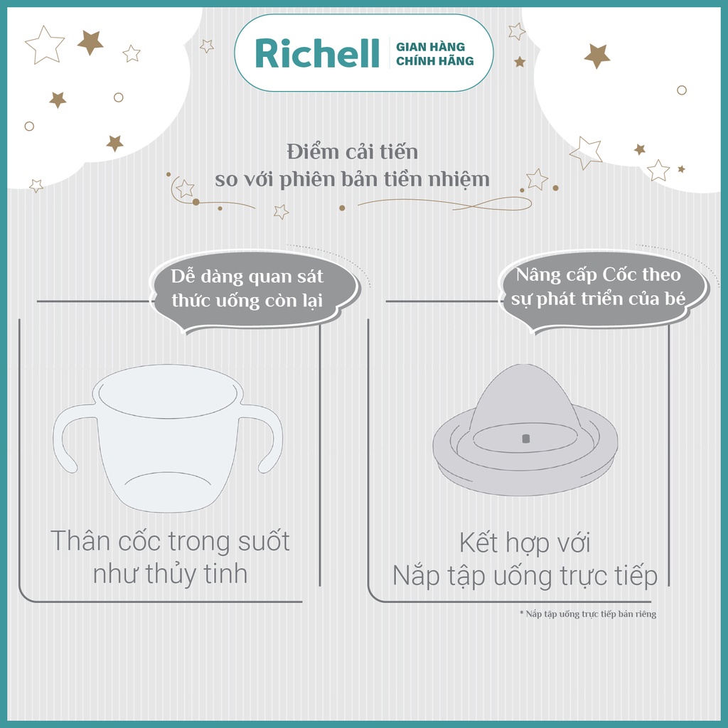 Cốc tập uống 3 giai đoạn AXSTARS Richell Nhật Bản chống sặc | Baby