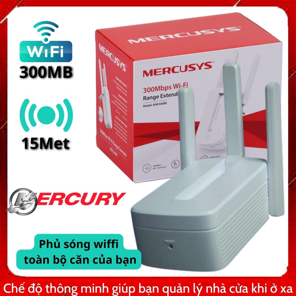 Bộ kích sóng Wiffi MERCUSYS 3 Râu thu và phát sóng cực mạnh 300MB phạm vi 15M