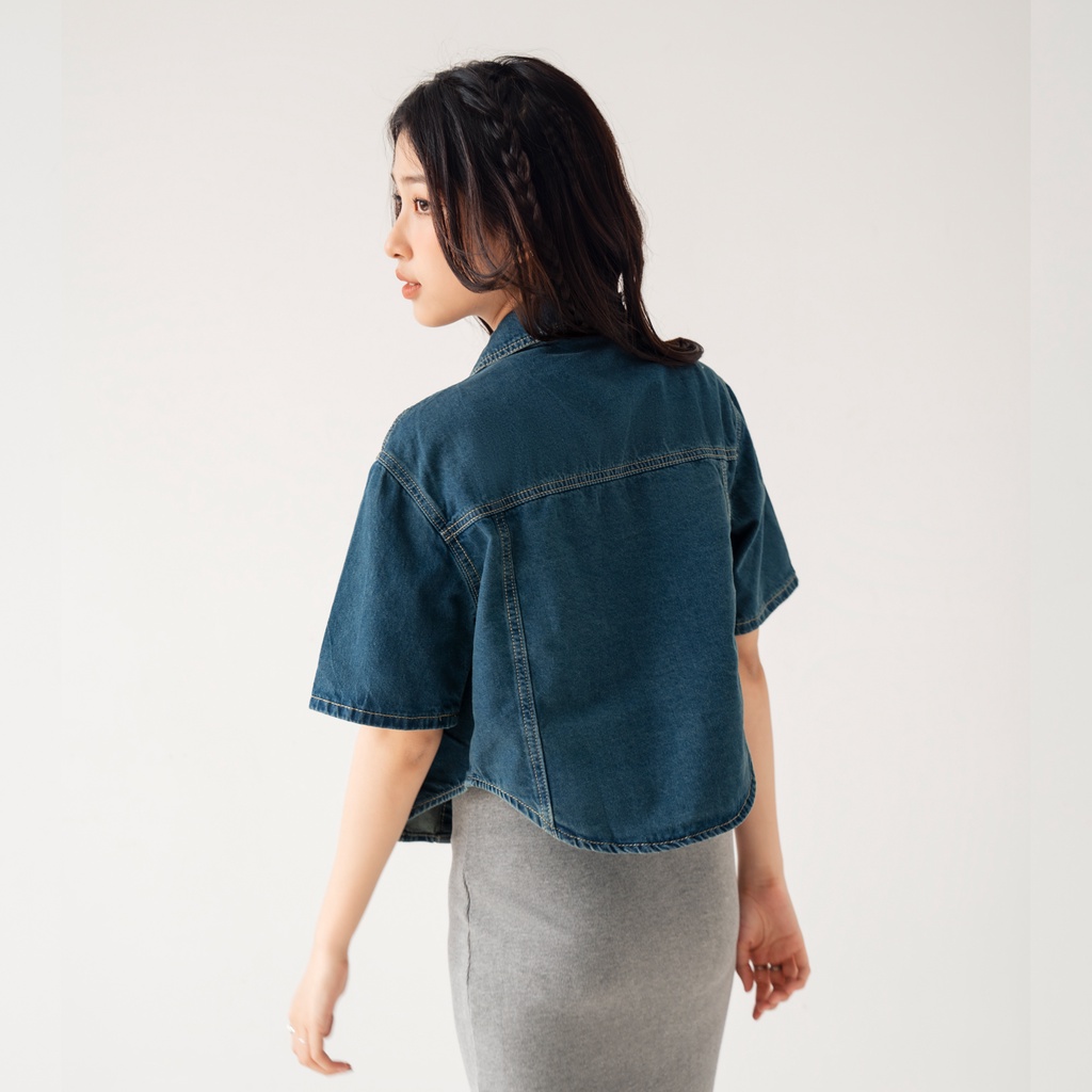 BLEUBIRD Áo khoác denim mỏng dáng ngắn Denim Jacket