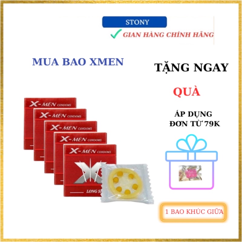 Bao cao su xmen siêu mỏng gắn bi kéo dài thời gian 6 bi - hộp 1 chiếc