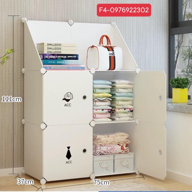 TỦ NHỰA LẮP RÁP 6 NGĂN(GỒM 4 Ô VÀ 2 KỆ GÓC ĐỂ ĐỒ ĐA NĂNG