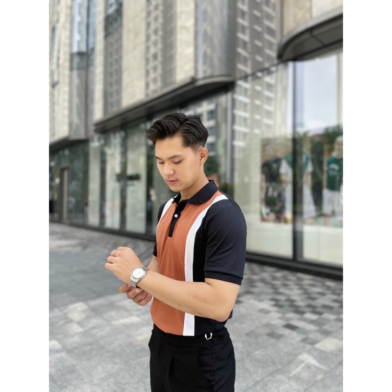 Áo Thun Nam Polo Vải Cotton Co Giãn Tốt Cổ Trụ Phối Màu Lịch Lãm NEW UNISEX