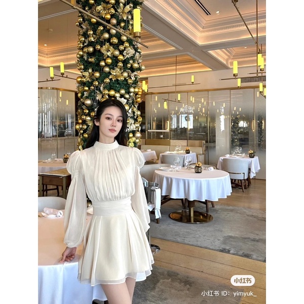 Đầm tiểu thư voan váy ngắn cao cổ xinh đẹp - 9t3