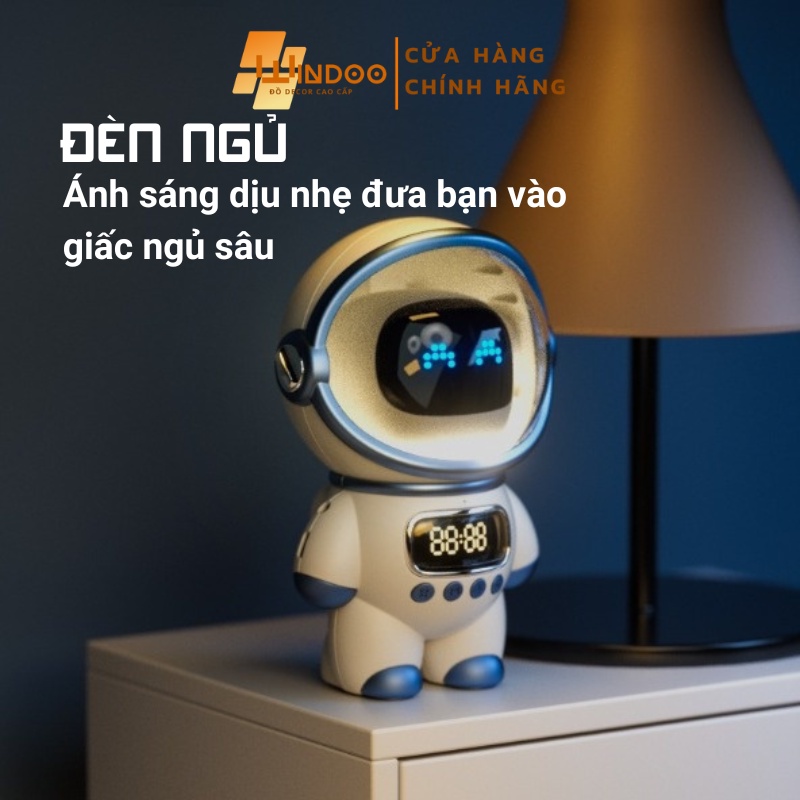 Loa bluetooth thông minh AI phi hành gia, loa nghe nhạc có đồng hồ báo thức đèn ngủ độc đáo | BigBuy360 - bigbuy360.vn