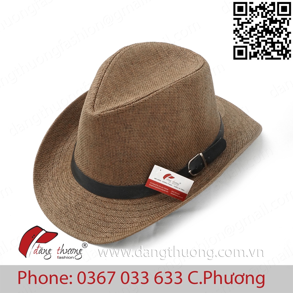 Mũ nón Phớt Cowboy Cao bồi thời trang chất liệu cói MÀU ĐEN, nâu, kem, vàng, trắng kem