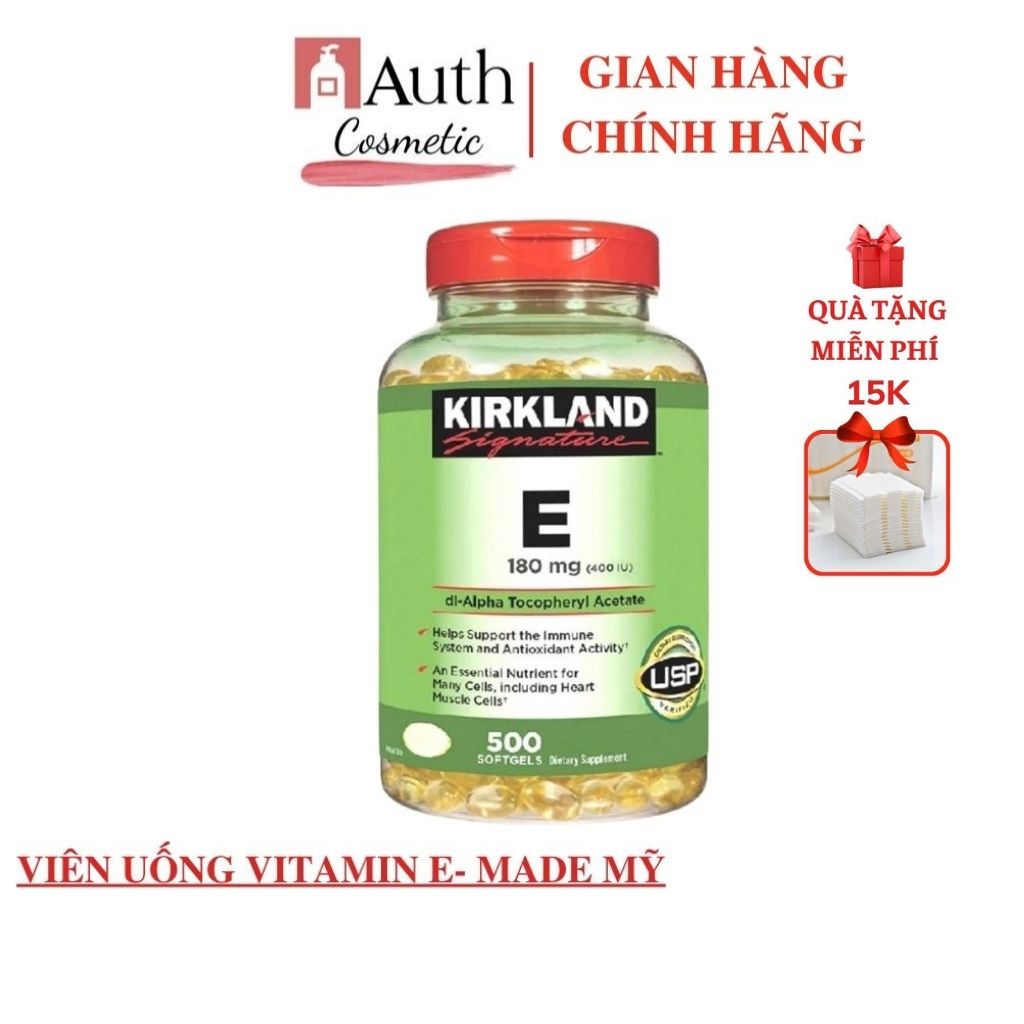 Viên Uống Vitamin E 400 IU 500 Viên Kirkland Của Mỹ Date 2025 Đẹp Da, Làm Chậm Lão Hóa