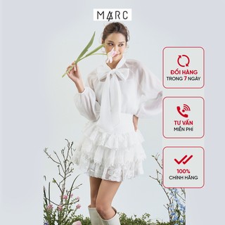 Áo kiểu sơ mi nữ marc fashion voan ánh kim thắt nơ falh111822