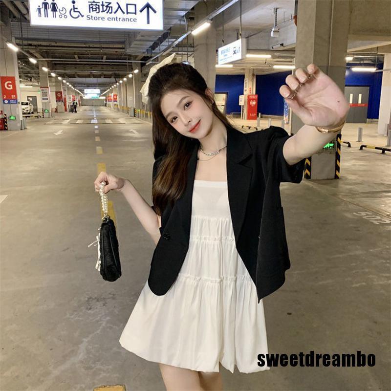 Áo Khoác Blazer Dáng Ngắn Cài Khuy Kiểu Pháp Thời Trang Xuân Hè 2023 Cho Bạn Gái