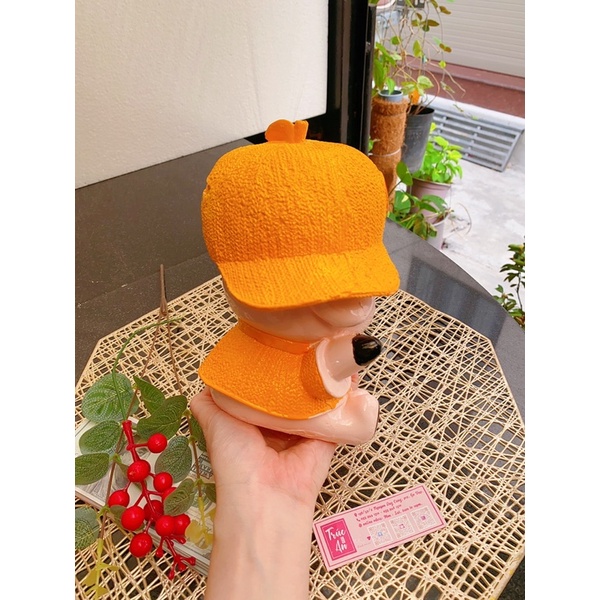 (21x13x17cm) Heo đất Heo đội mũ hip hop, hình vẽ tay cute năng động, chất thạch cao sơn Bạch Tuyết bóng mịn