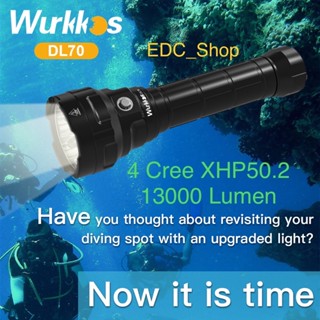 Đèn pin lặn Biển Wurkkos DL70 13000 Lumen Đèn lặn bình dưỡng khí 4 Led Cree XHP50.2 DL40 Samsung LH351D 2 pin 26650