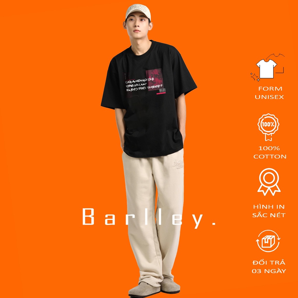 Áo thun nam nữ form rộng đẹp tay lỡ kiểu hàn quốc chất vải cotton mềm mịn BARLLEY in hoạ tiết BSW-139