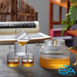 Bộ Bình Pha Trà Thuỷ Tinh Lưới Lọc Lò Xo 300 Ml Và 4 Tách Pha Trà 100 Ml Chịu nhiệt Cao Cấp