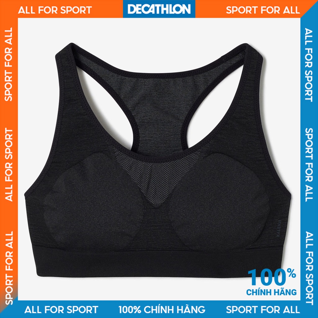 Áo bra thể thao nâng đỡ trung bình FIRST cho nữ Đen DECATHLON KALENJI mã 8772915