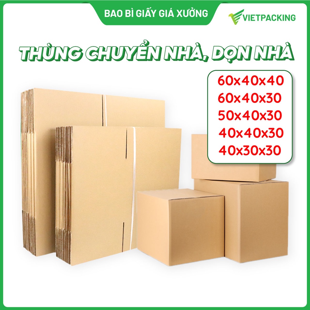 Thùng chuyển nhà, thùng giấy chuyển nhà cỡ lớn, thùng carton dọn nhà siêu cứng, độ bền cao