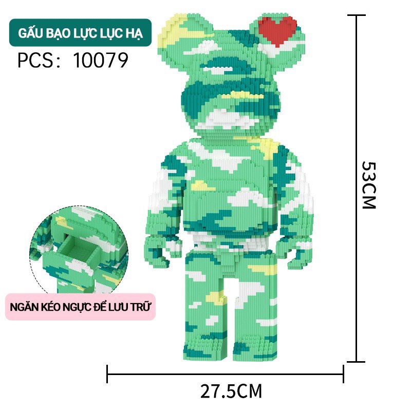 Đồ chơi xếp hình lego gấu bạo lực Lục Hạ hot hit