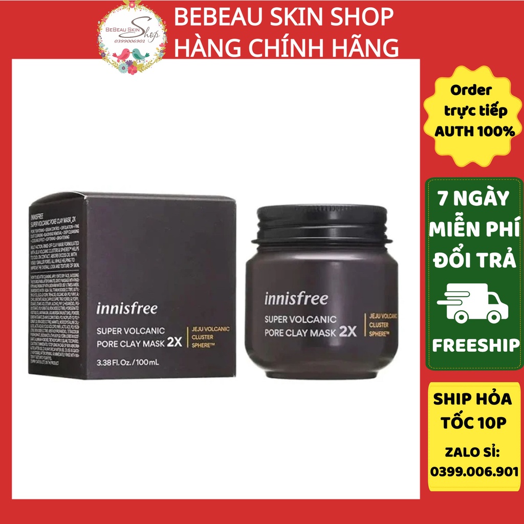 ( Mẫu mới) Mặt nạ đất sét từ đá núi lửa Innisfree Jeju Super Volcanic Pore Clay Mask 2X