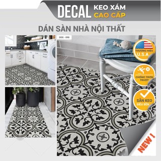 Decal KEO XÁM Dán Sàn Chuyên Dụng, Kích thước 120x60cm, Họa Tiết Gạch Bông Chống Trầy Xước, Chống Thấm Nước DDS-090