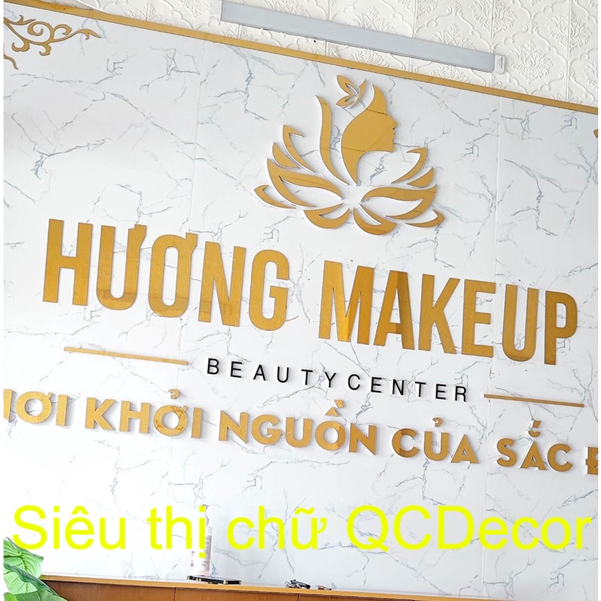 Cao 10cm - Chữ Vàng Gương dày 3mm dán tường, dán biển quảng cáo