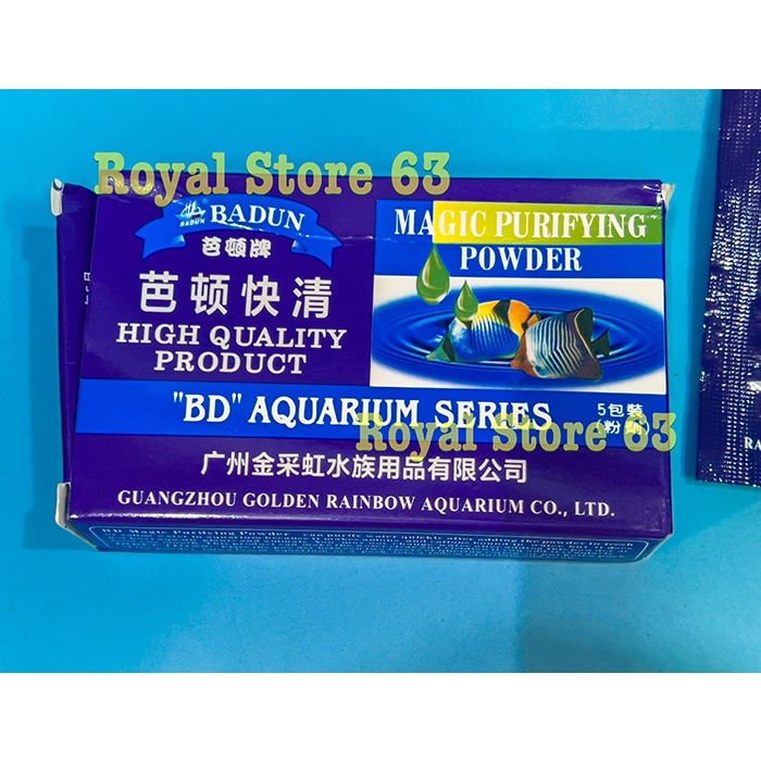 Badun Golden Rainbow bột làm trong nước bể cá (Hộp 5 gói)