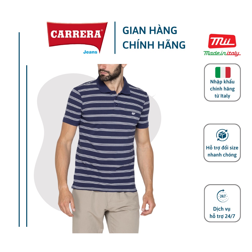 ÁO POLO KẺ NAM VẢI PIQUET COTTON - CARRERA JEANS - NHẬP KHẨU CHÍNH HÃNG TỪ ITALIA - 824R0075A_86G