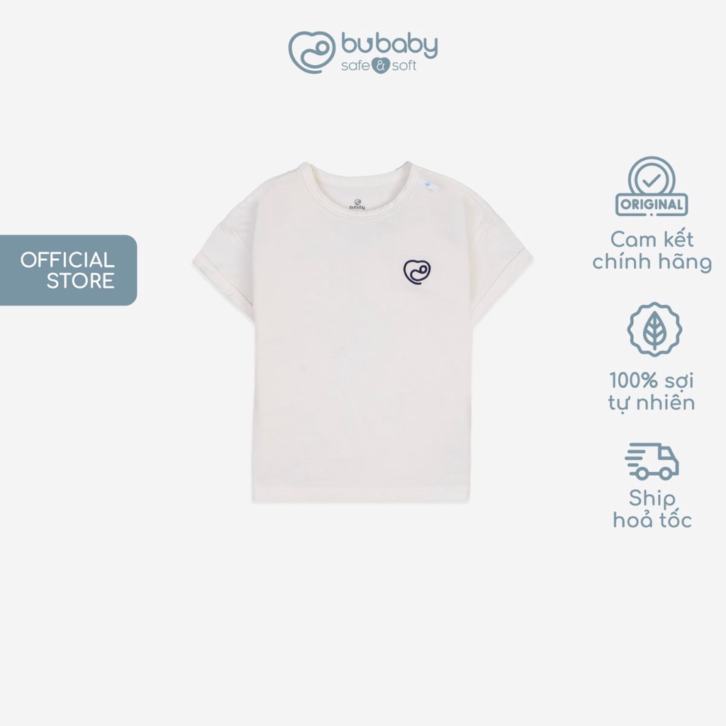 Áo cộc tay cho bé màu trắng trơn chất liệu sợi tre cotton BU Baby BBC330402 | Quần áo BU Baby chính hãng