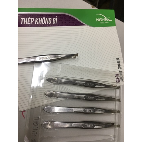 Vĩ 5 Cái Nhíp Nhổ Lông Mày NC5 Đầu Xéo Kềm Nghĩa