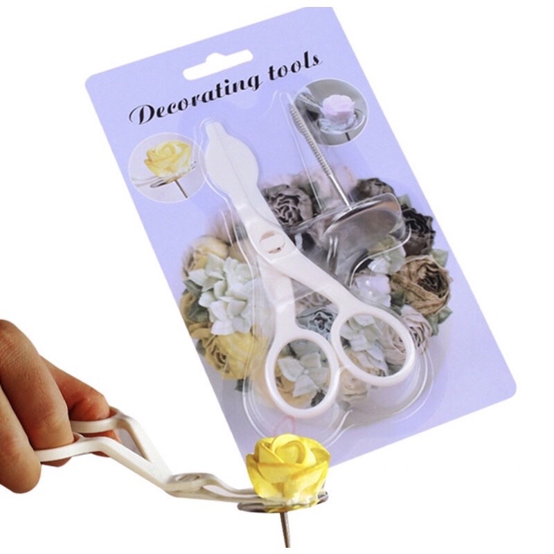 Bộ combo kéo và dù bắt kem trang trí bánh