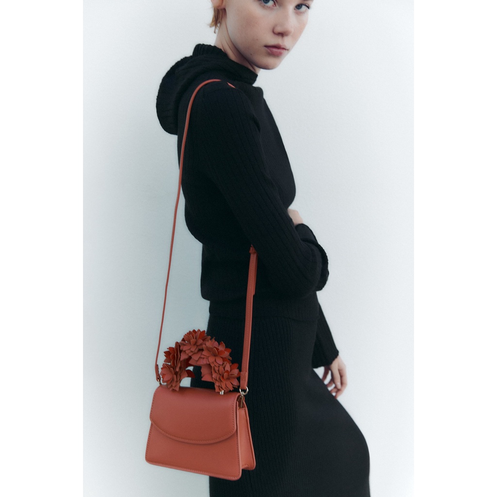 ZARA Đức - Túi xách auth new tag cao cấp chính hãng có sẵn sale mini đeo chéo tím cam đen quai hoa 6078/010