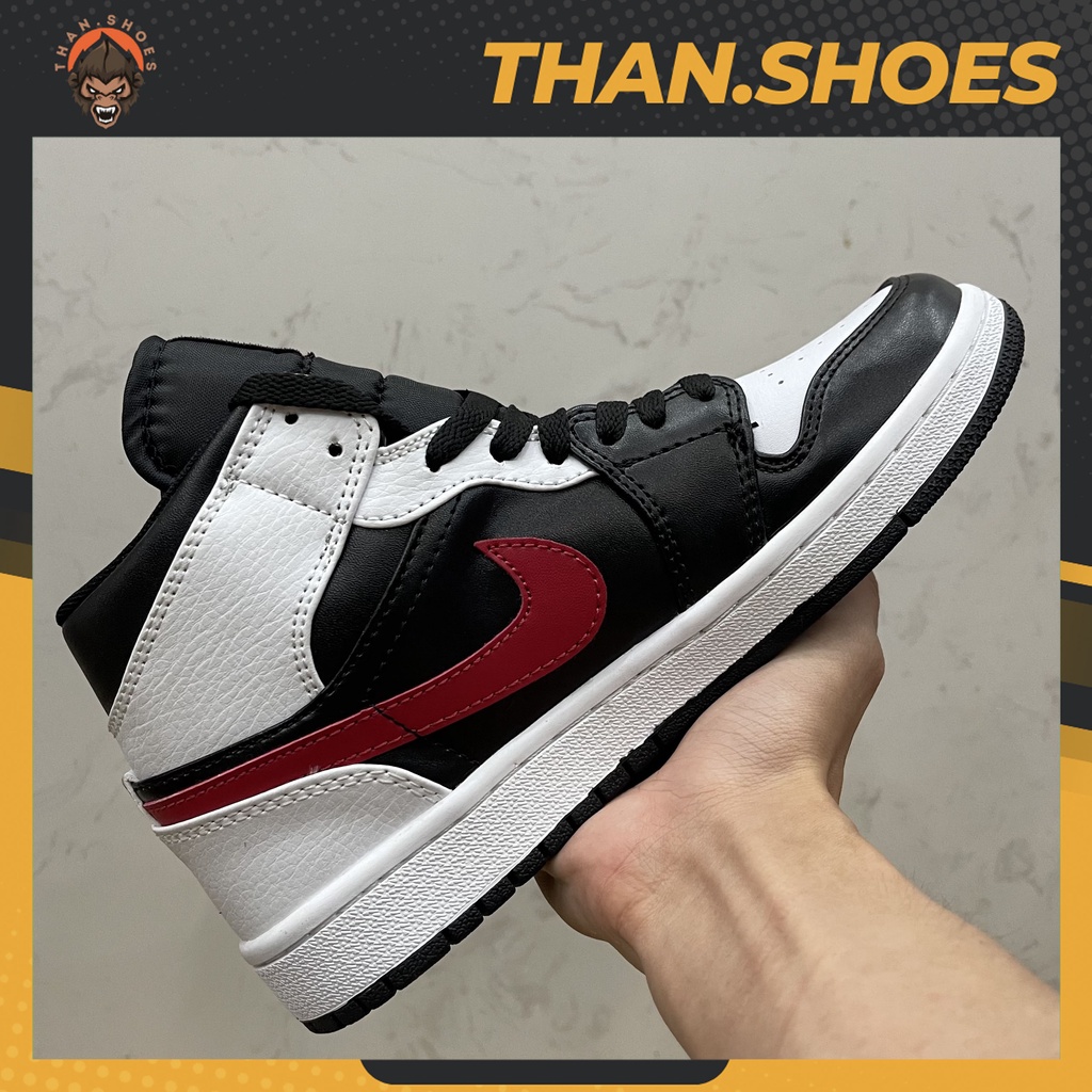 Giày JD1 Mid Black Chile Red White, JD1 Cao Đen Đỏ Trắng - Than.Shoes
