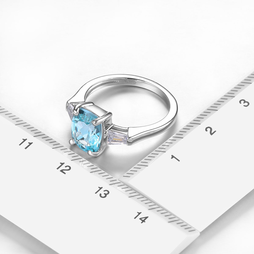 Lohaspie Nhẫn Mạ Bạc 925 Đính Đá Xanh Lam Hàng Thật 2.3 carats Thời Trang Cho Nữ