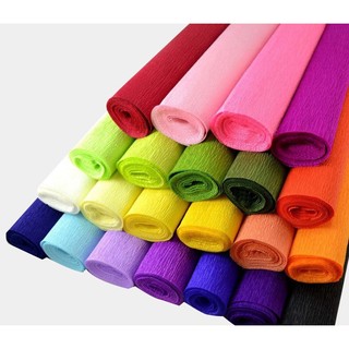 Cuộn giấy nhún, giấy nhăn loại to làm hoa, đồ handmade đủ màu sắc kích thước 50cm*2.5m
