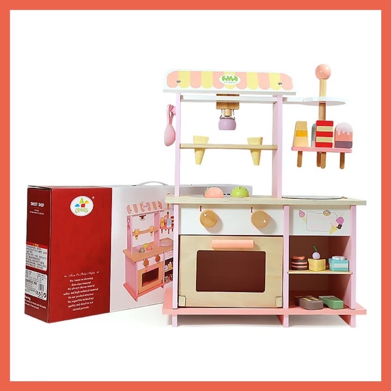 Đồ chơi gỗ - Quầy kem 2 tầng kèm lò nướng bánh cho Bé