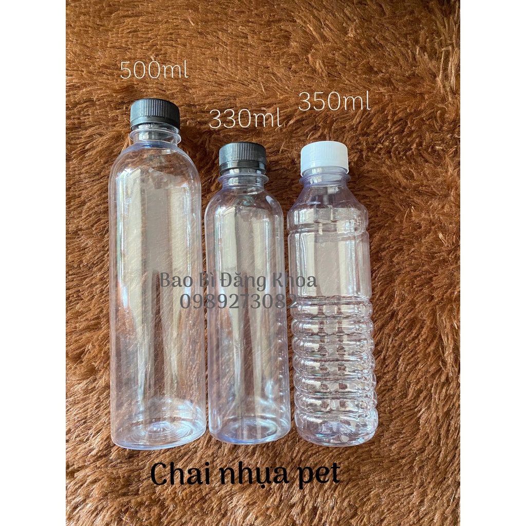 COMBO 10 Chai nhựa pet 330/350/500ml kèm nắp đựng nước sâm, sữa đậu nành, trà sữa, chè dưỡng nhan