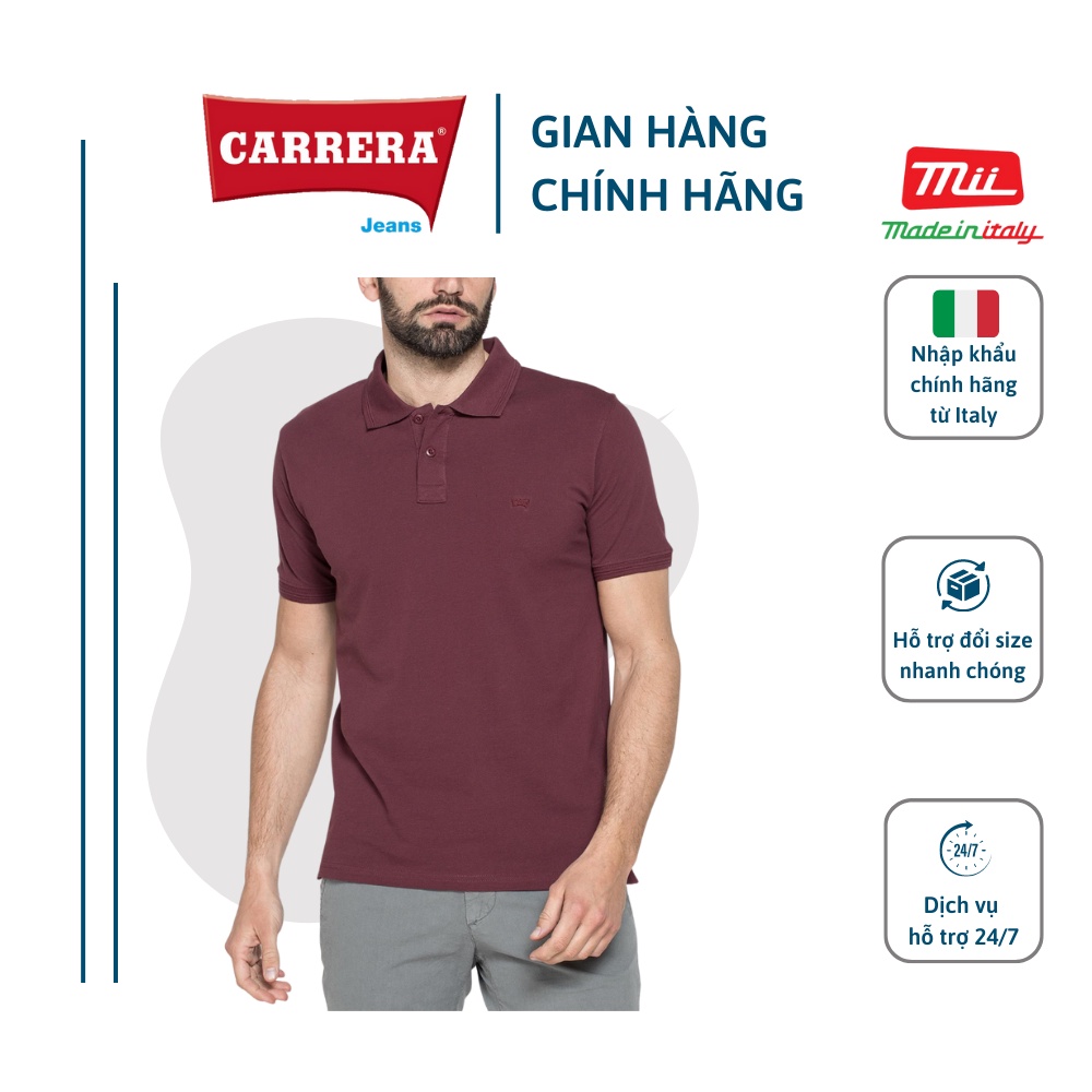 ÁO POLO NAM TRƠN COTTON HỮU CƠ - CARRERA JEANS - NHẬP KHẨU CHÍNH HÃNG TỪ ITALIA - T819B075AL