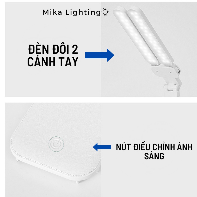 Đèn bàn học bảo vệ mắt LED tích hợp Pin 4000mAH 2 dải ánh sáng tách rộng thông minh kèm 3 cấp độ ánh sáng