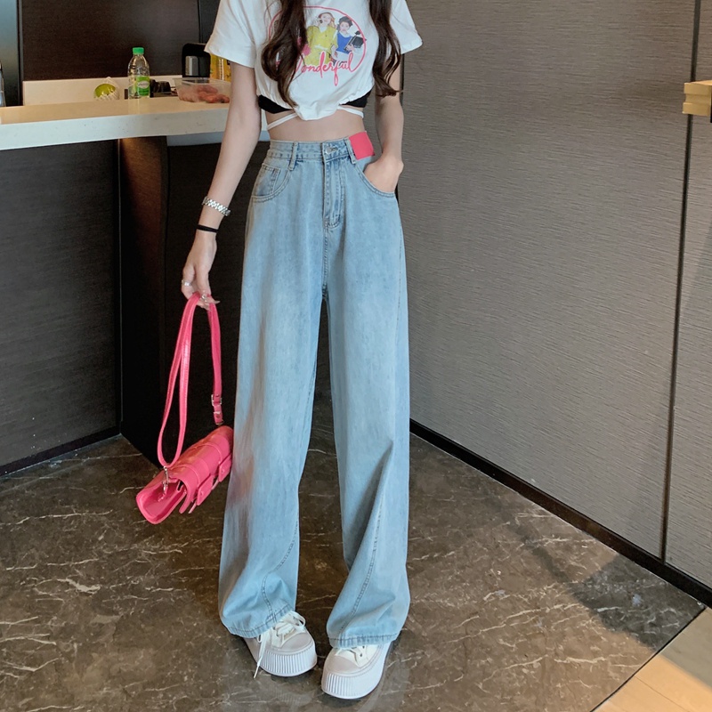 Porozi Quần Jean Ống Rộng Lưng Cao Phong Cách retro Thời Trang Xuân Thu Cho Nữ