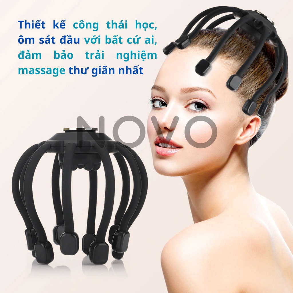 Máy Massage Đầu NOVO - Máy Mát Xa Đầu Có Nhạc Bluetooth Rung Giúp Thư Giãn & Giảm Stress Cải Thiện Giấc Ngủ