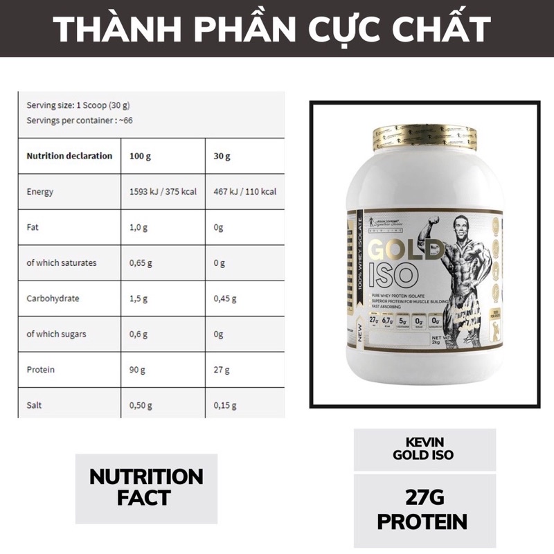 Kevin Levrone Gold Iso 2KG 66 Lần Dùng