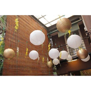 Đèn Lồng Giấy Màu Gold size 20-30cm
