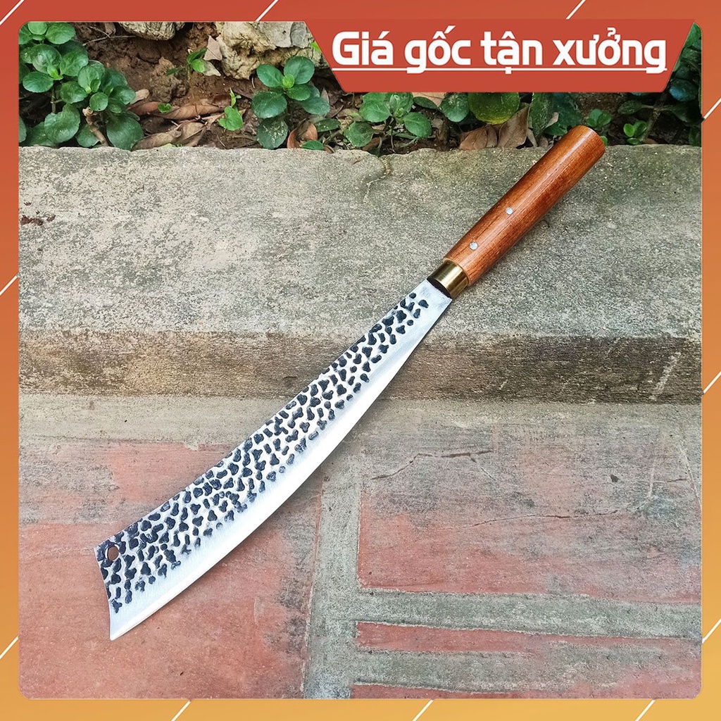 Dao Chặt Xương Thép Nhíp Ô Tô Dập Vân 2 Mặt Cao Cấp - Cán Cẩm Chỉ Khâu Đồng - Dụng cụ nhà bếp