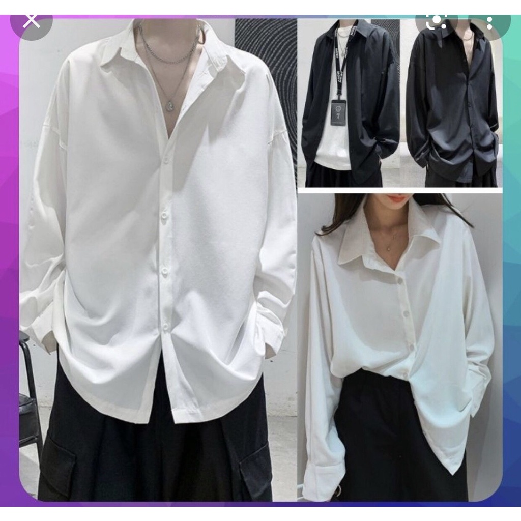Áo Sơ Mi Đủ Màu Đen Trắng Xanh Đỏ Dành Cho Nữ Nam Học SInh Sinh Viên Đi Học Trơn Phong Cách Hàn Quốc Unisex Mina-Fashion
